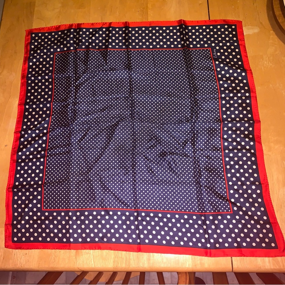 Echo Navy and Red Silk Scarf - Vintage